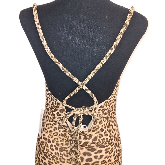 KIRIOUS LOS ANGELES LEOPARD PRINT CRISSCROSS MAXI SLIP DRESS - SIZE M - Picture 3 of 6